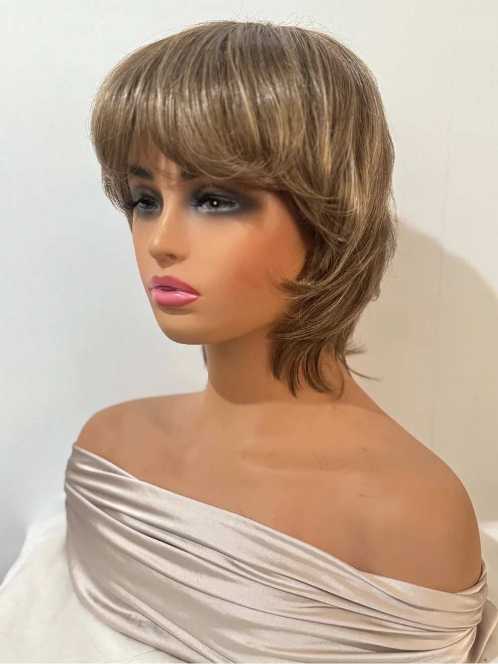 Henry Margu Short Layered Brown Highlighted Wig with Bangs Made in Japan